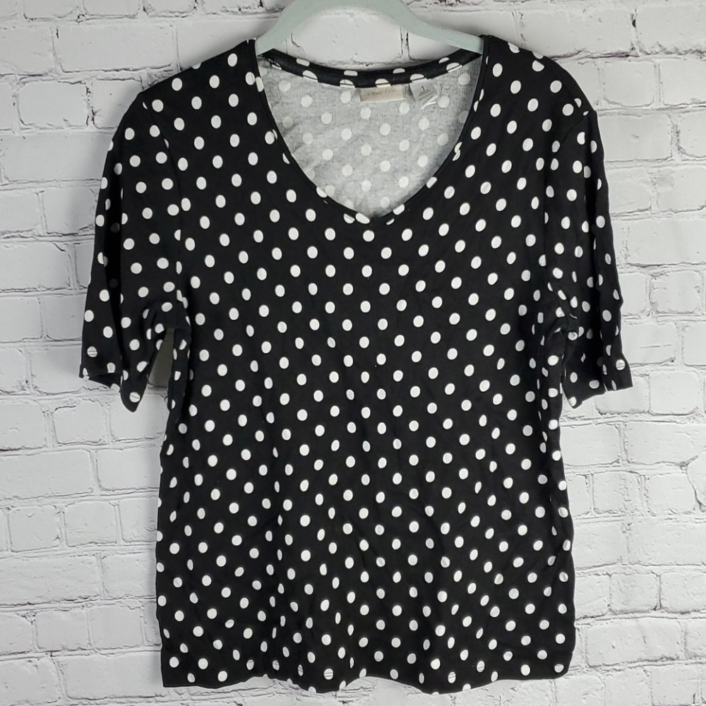Chico's Black & White Short Sleeve 1 Shirt